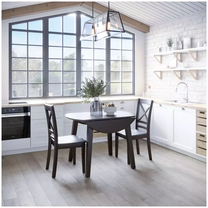 Simplicity Caramel Round Drop Leaf Dining Table