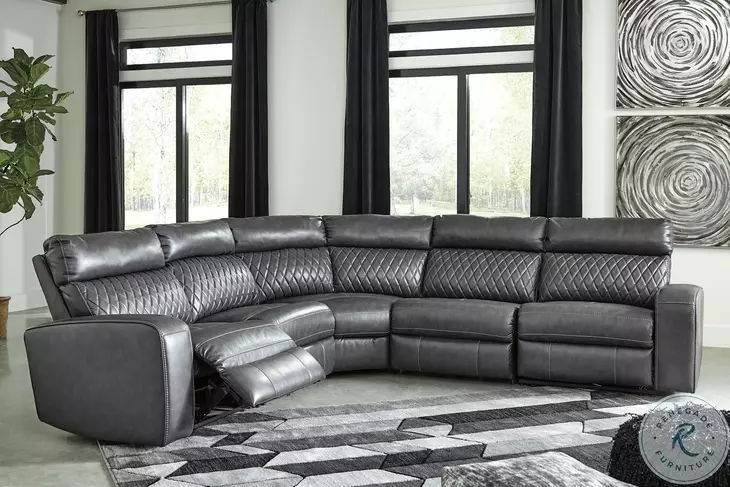 Samperstone Iron 5 Piece Power Reclining Sectional