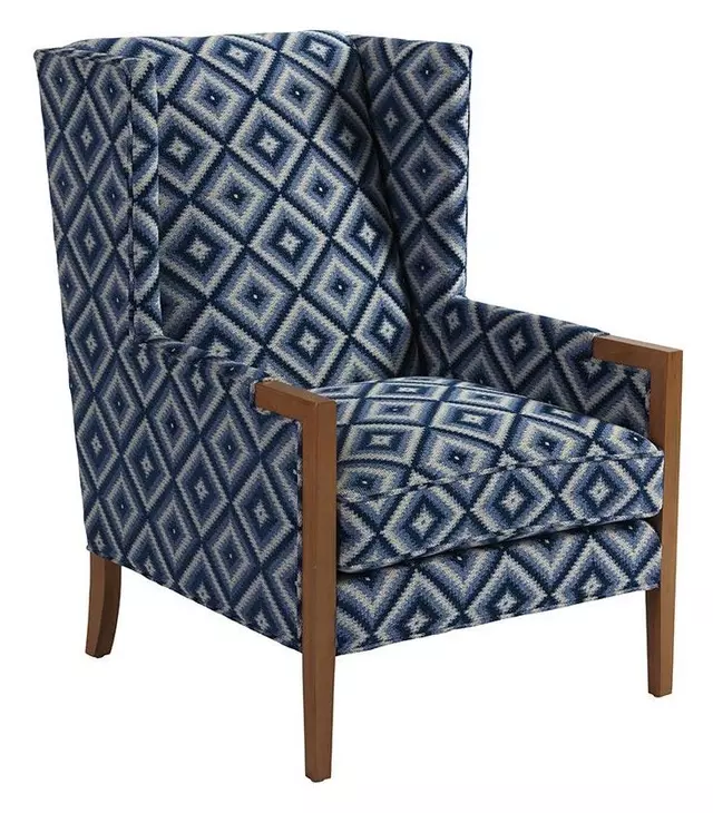 Stratton Blue Upholstered Wing Chair