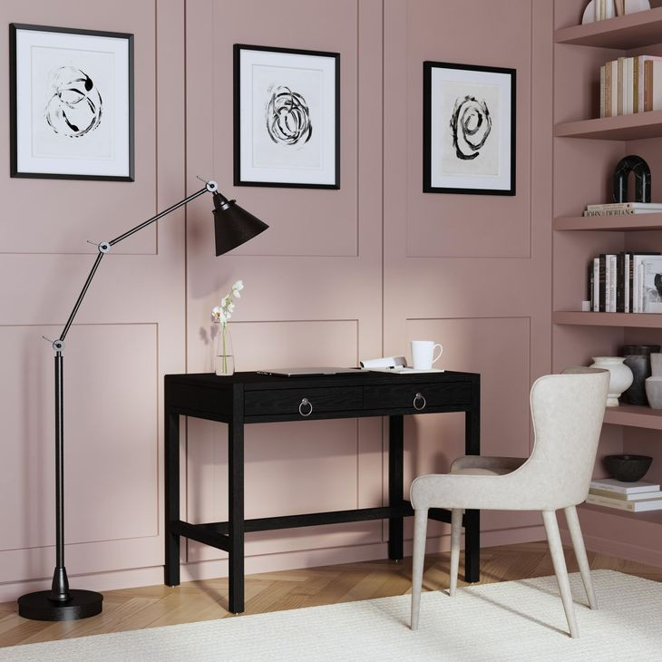 Lark Black 40" Rectangular 2 Drawer Writing Desk