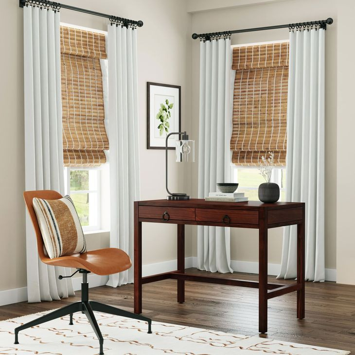 Lark Medium Brown 40" Rectangular 2 Drawer Desk