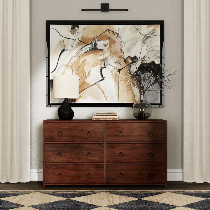 Lark Medium Brown 60" Rectangular 6 Drawer Dresser