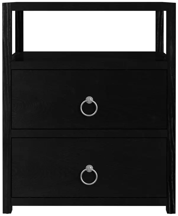 Lark Black 21" 2 Drawer Nightstand with Shelf