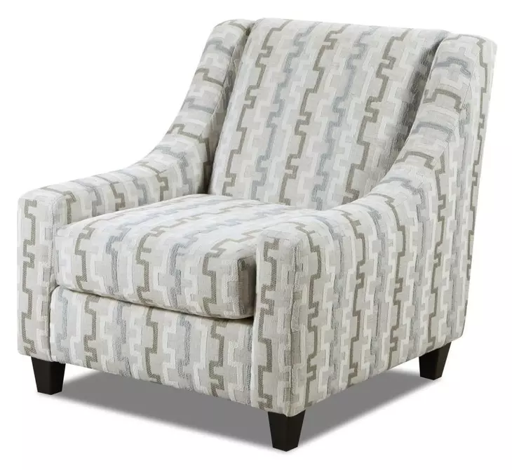 Doc Fossil Beige and Blue Upholstered Accent Chair