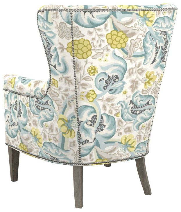 Avery Cream Upholstered Wing Chair with Nailhead Trim