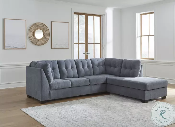 Marleton Denim 2 Piece RAF Chaise Sectional