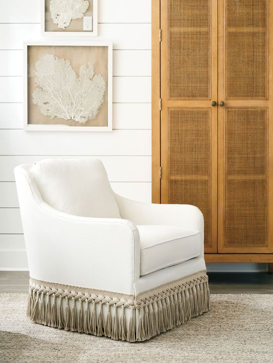 Salt Creek White Upholstered Swivel Chair