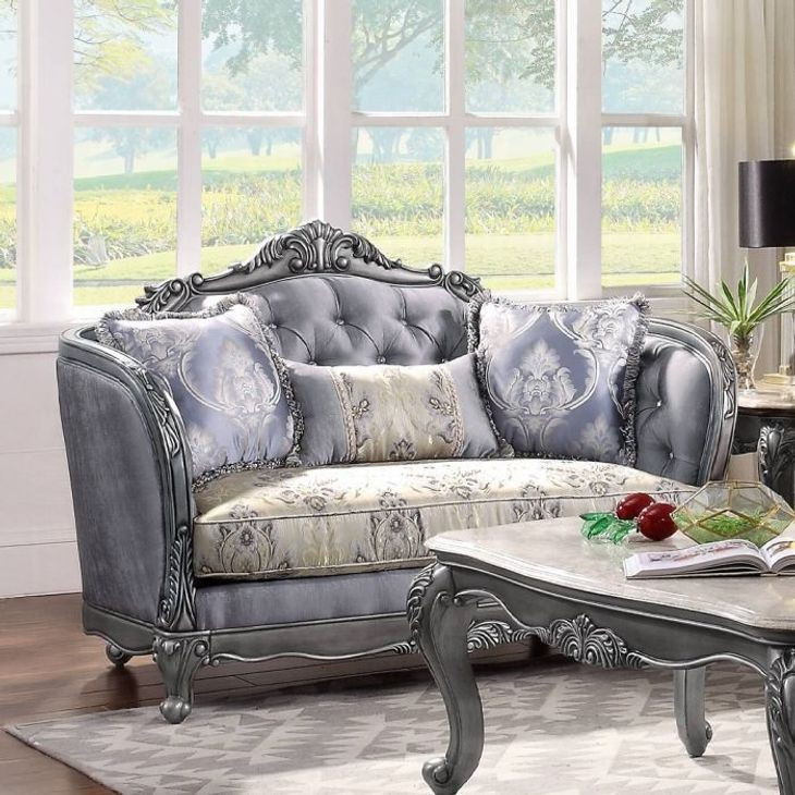 Ariadne Platinum 65" Loveseat with Pillows