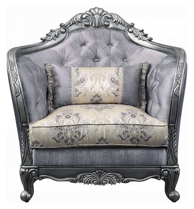 Ariadne Gray Upholstered Lounge Chair with Pillow