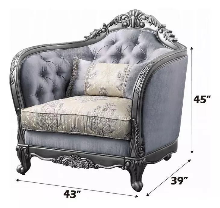 Ariadne Gray Upholstered Lounge Chair with Pillow