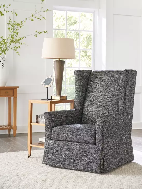 El Moro Black Upholstered Moro Swivel Chair