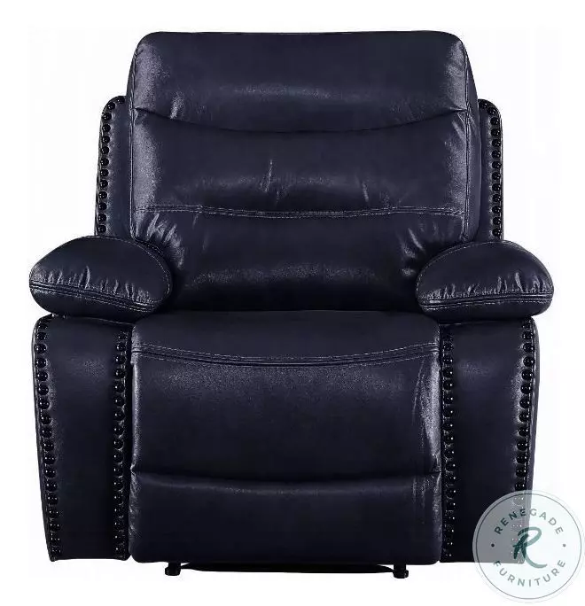 Aashi Navy Leather Recliner