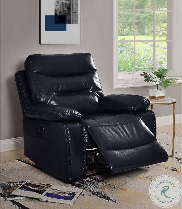 Aashi Navy Leather Recliner