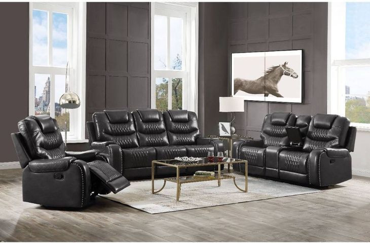 Braylon Magnetite Reclining Living Room Set with Nailhead Trim