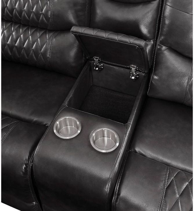 Braylon Magnetite Reclining Living Room Set with Nailhead Trim