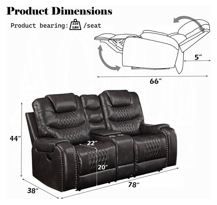 Braylon Magnetite 78" Reclining Loveseat with Console and Nailhead Trim