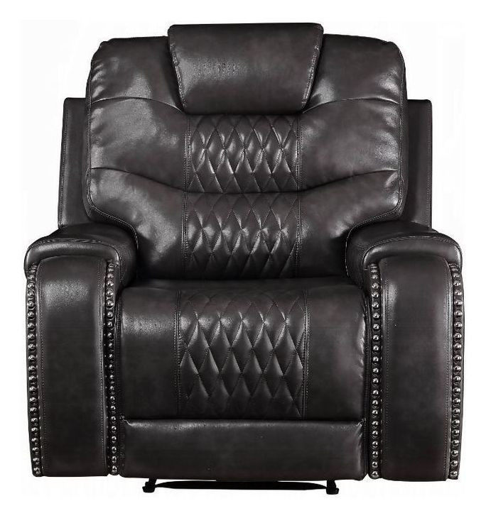 Braylon Magnetite Recliner with Nailhead Trim