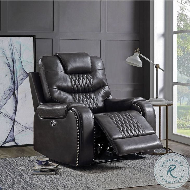 Braylon Magnetite Synthetic Leather Power Recliner