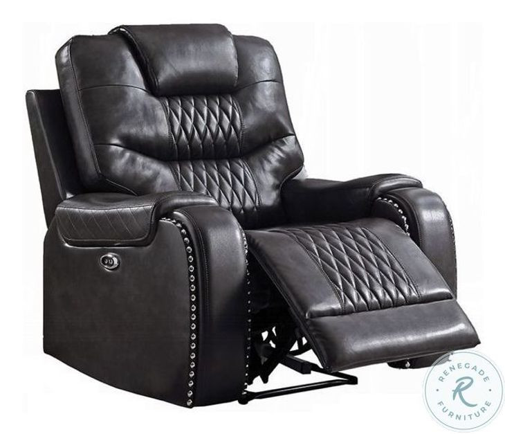 Braylon Magnetite Synthetic Leather Power Recliner
