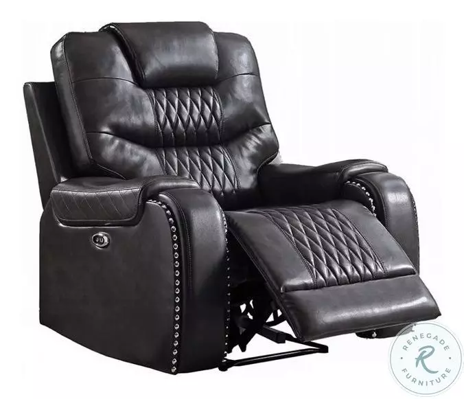 Braylon Magnetite Synthetic Leather Power Recliner