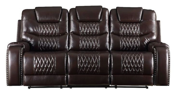 Braylon Brown 90" Reclining Sofa with Nailhead Trim