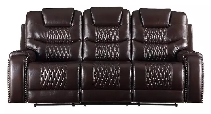 Braylon Brown Reclining Living Room Set with Nailhead Trim