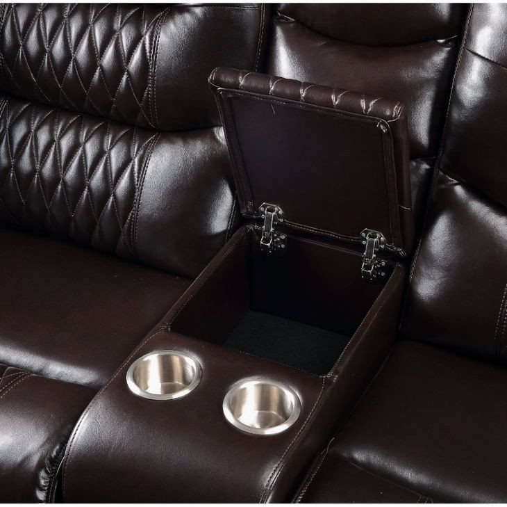 Braylon Brown Reclining Living Room Set with Nailhead Trim