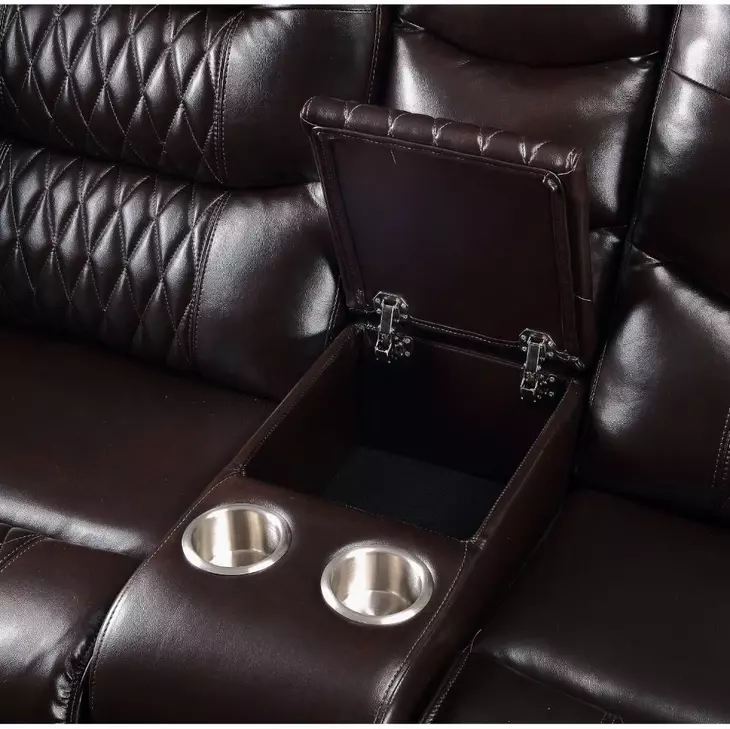 Braylon Brown Reclining Living Room Set with Nailhead Trim