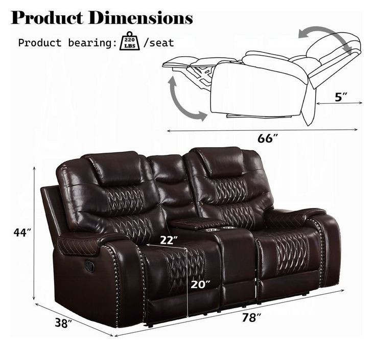 Braylon Brown 78" Reclining Loveseat with Console and Nailhead Trim
