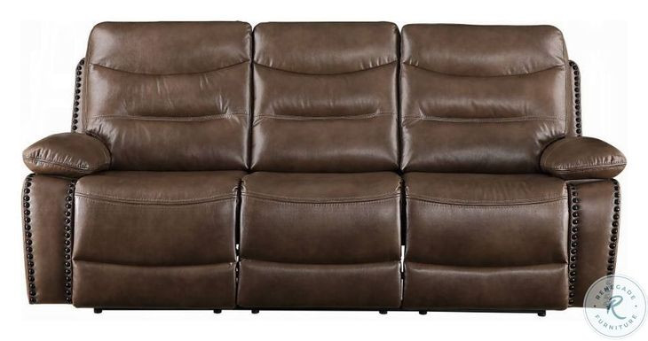Aashi Brown Leather Reclining Living Room Set