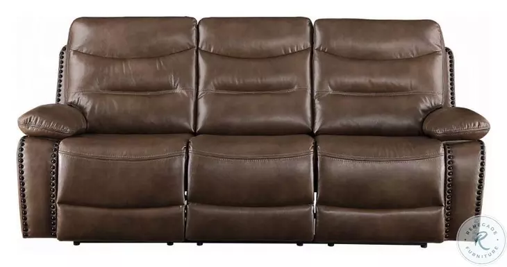 Aashi Brown Leather Reclining Living Room Set