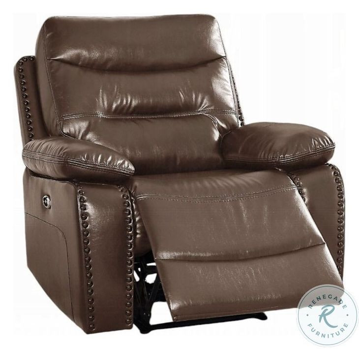 Aashi Brown Leather Power Recliner