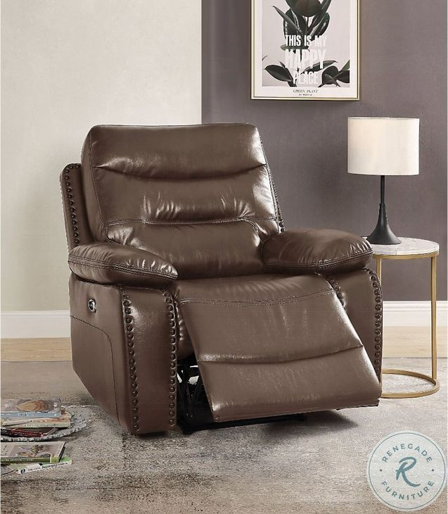 Aashi Brown Leather Power Recliner