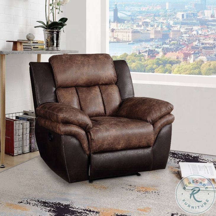 Jaylen Toffee and Espresso Polished Microfiber Recliner