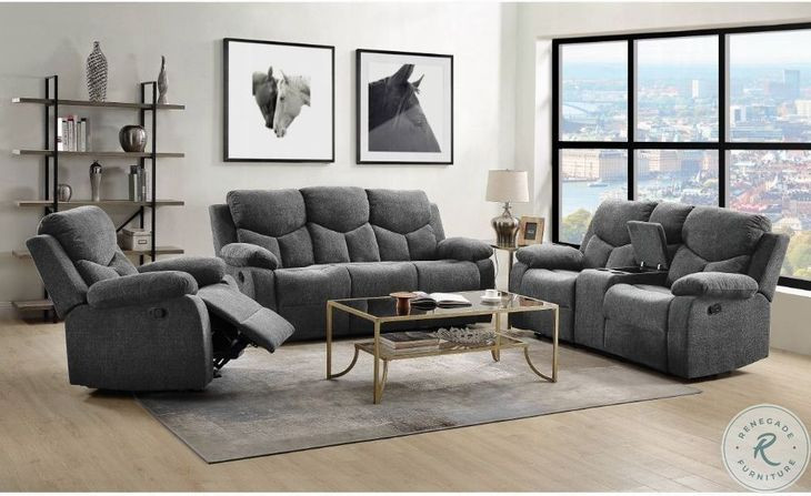 Kalen Gray Chenille Reclining Living Room Set