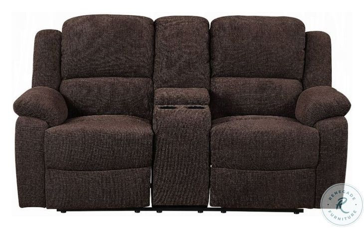 Madden Brown Chenille 70" Reclining Loveseat with Console