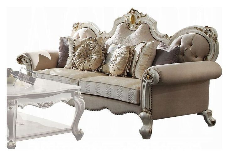 Picardy Beige 93" Sofa with Nailhead Trim