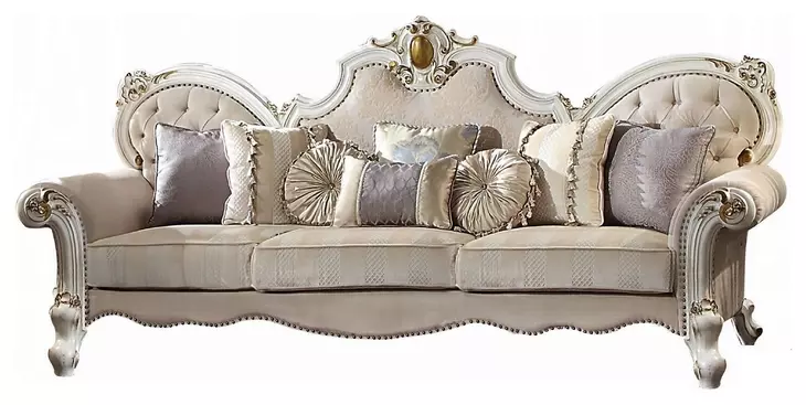 Picardy Beige Oversized Living Room Set with Nailhead Trim