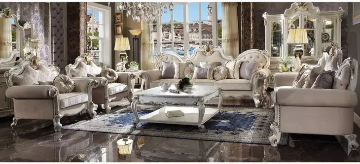 Picardy Beige Oversized 110" Sofa with Nailhead Trim