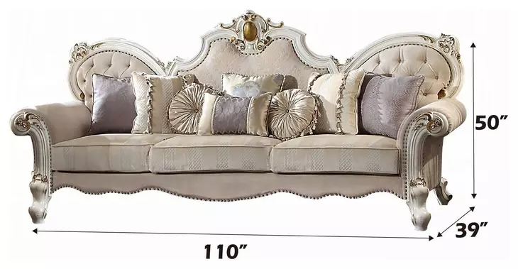 Picardy Beige Oversized 110" Sofa with Nailhead Trim