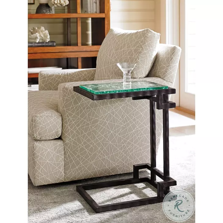 Island Fusion Black Hermes Reef Glass Top Martini Table