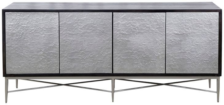 Lumina Ebony Mango and Silver Cast Aluminum 4 Door Server