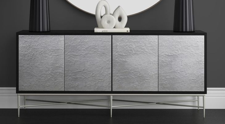 Lumina Ebony Mango and Silver Cast Aluminum 4 Door Server