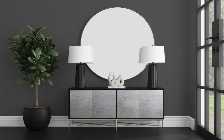 Lumina Ebony Mango and Silver Cast Aluminum 4 Door Server