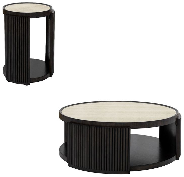 Rivera Espresso and Gold Round Coffee Table