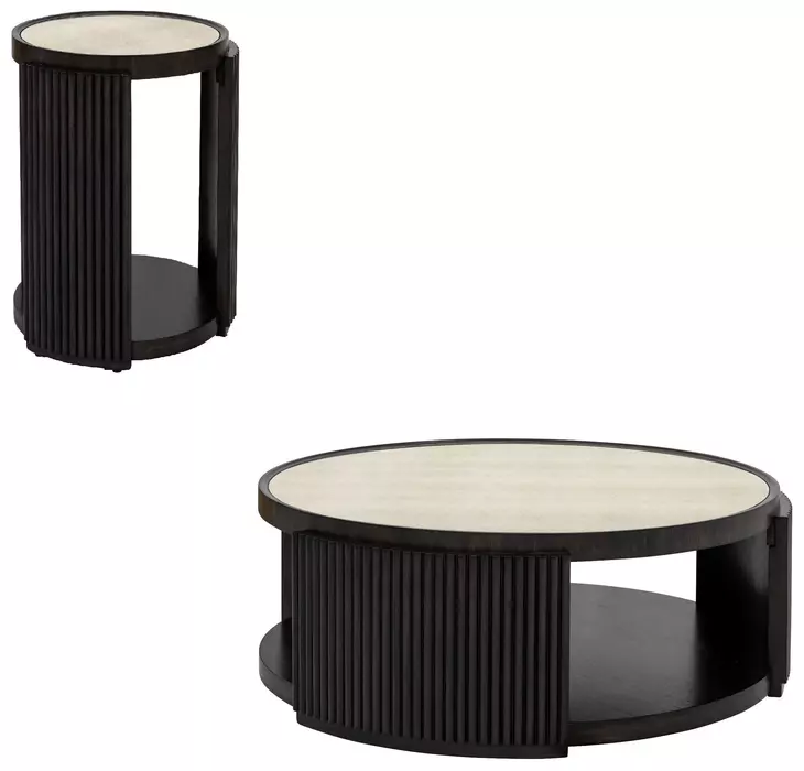 Rivera Espresso and Gold Round Coffee Table