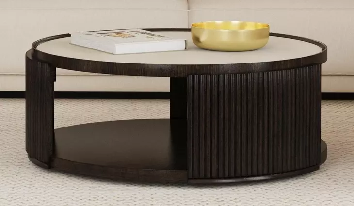 Rivera Espresso and Gold Round Occasional Table Set