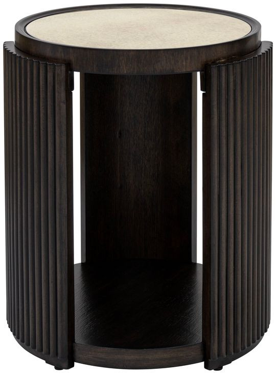 Rivera Espresso and Gold Tinted Round End Table