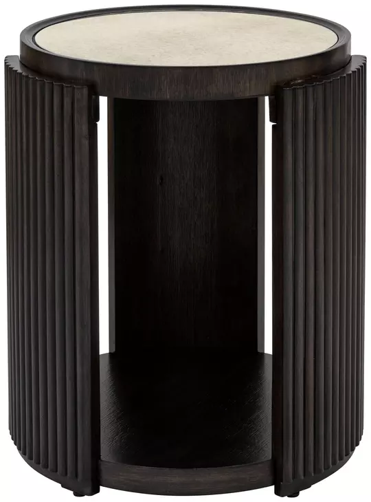 Rivera Espresso and Gold Tinted Round End Table