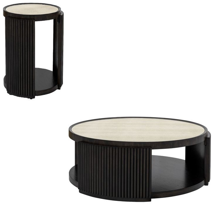 Rivera Espresso and Gold Tinted Round End Table